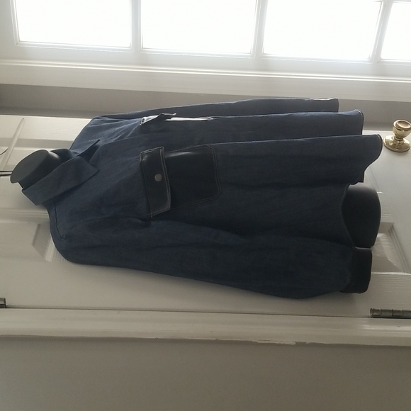 Zara women's shirt denim blue faux leather size S - Picture 9 of 15